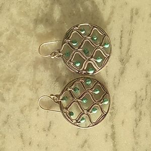 Silpada 925 Sterling Silver Blue Howlite Bead Round Cutout Earrings W1682